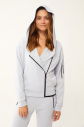 Kadın Fermuarlı Kapüşonlu Kol Cepli Açık Gri Eşofman Takımı | 1523 - 26