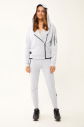 Kadın Fermuarlı Kapüşonlu Kol Cepli Açık Gri Eşofman Takımı | 1523 - 27