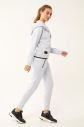 Kadın Fermuarlı Kapüşonlu Kol Cepli Açık Gri Eşofman Takımı | 1523 - 18
