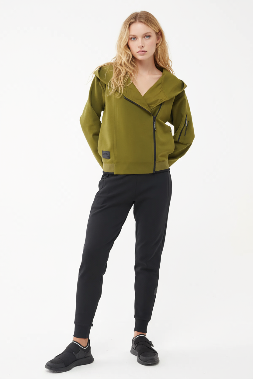 Kadın Fermuarlı Kapüşonlu Kol Cepli Yeşil Eşofman Takımı | 1523 - BİLCEE