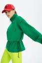 Kadın Yeşil Fashıon Spor ve Günlük Fermuarlı Eşofman Üstü Retro Ceket | 0737 - 11