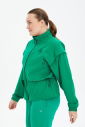 Kadın Yeşil Fashıon Spor ve Günlük Fermuarlı Eşofman Üstü Retro Ceket | 0737 - 2