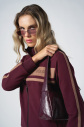 Kadın Bordo Fashion Yumuşak Dokulu Şeritli Eşofman Takımı | 4565 - 5
