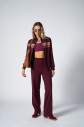 Kadın Bordo Fashion Yumuşak Dokulu Şeritli Eşofman Takımı | 4565 - 18