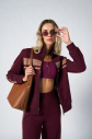 Kadın Bordo Fashion Yumuşak Dokulu Şeritli Eşofman Takımı | 4565 - 20