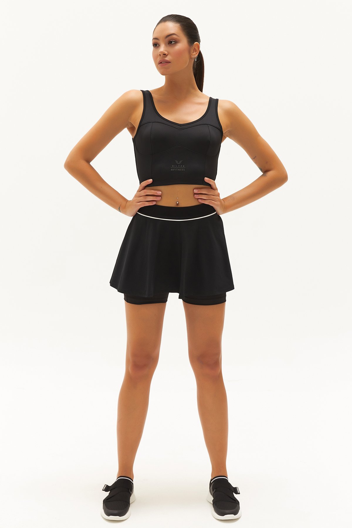 Kadın Siyah Fitness-Antrenman Spor Fashion Crop Top Toparlayıcı Bra Sporcu Sütyeni Büstiyer 0604 - 14