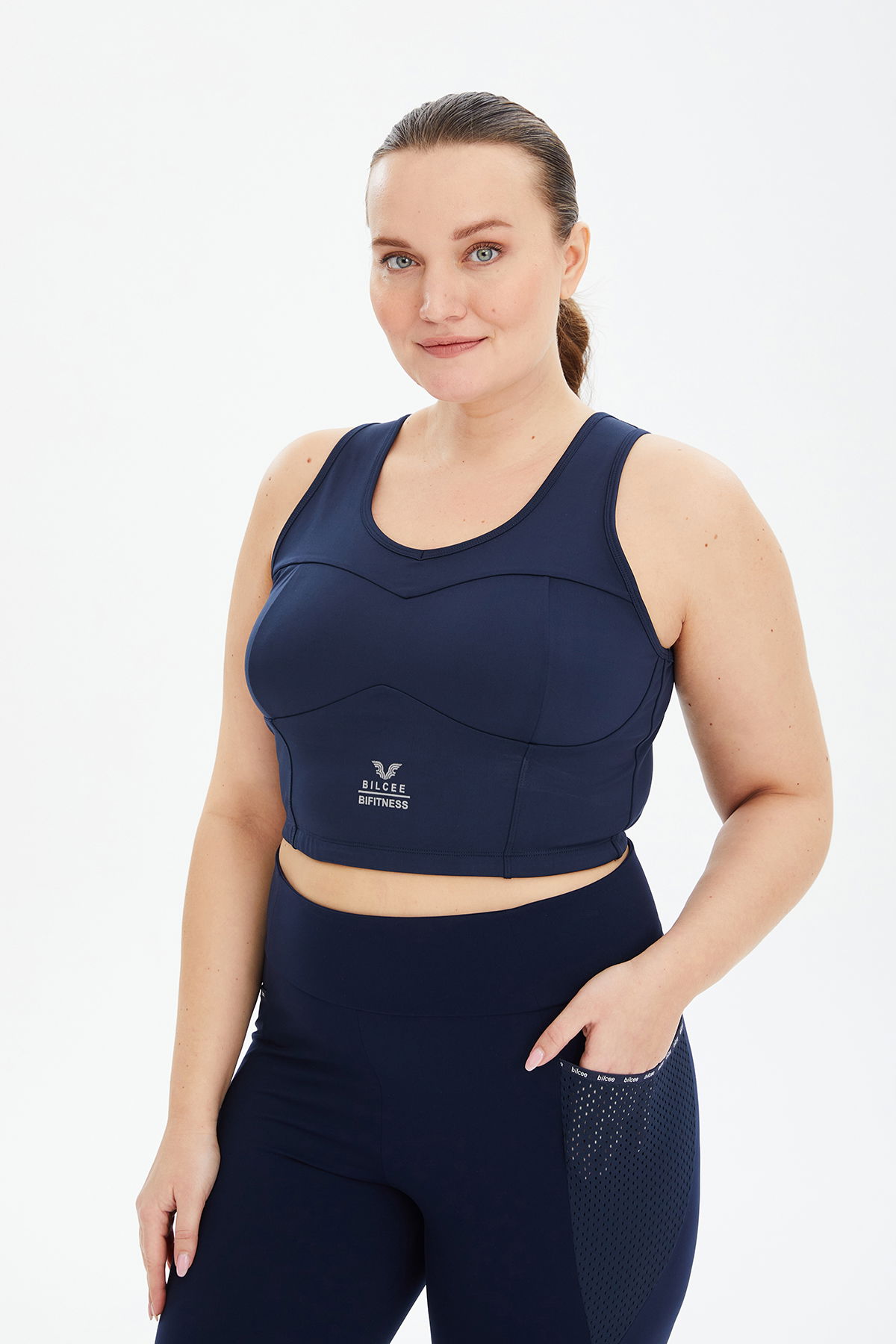 Kadın Lacivert Fitness-Antrenman Spor Fashion Crop Top Toparlayıcı Bra Sporcu Sütyeni Büstiyer | 0604 - BİLCEE (1)