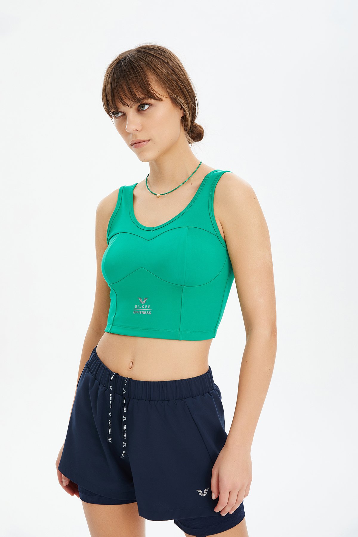 Kadın Yeşil Fitness-Antrenman Spor Fashion Crop Top Toparlayıcı Bra Sporcu Sütyeni Büstiyer 0604 - 10