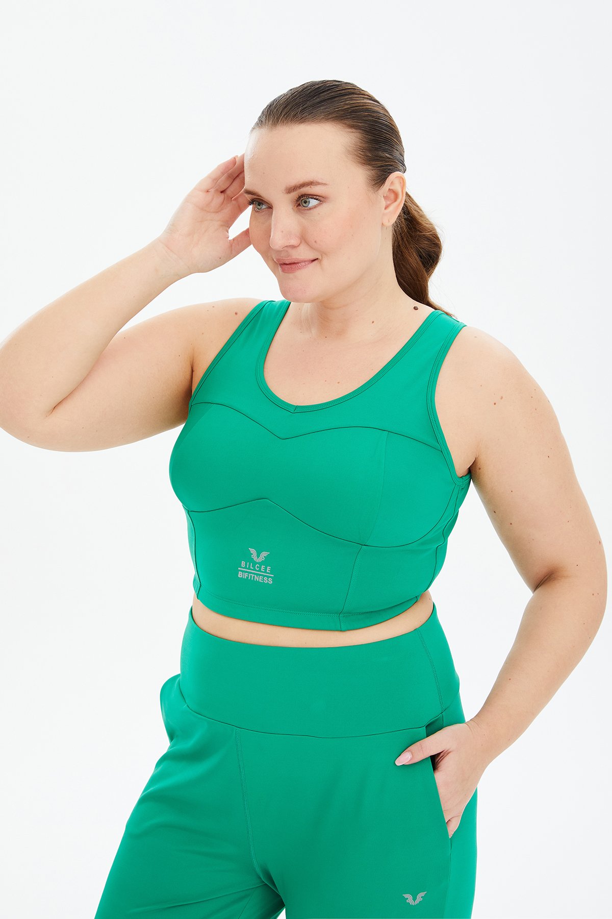 Kadın Yeşil Fitness-Antrenman Spor Fashion Crop Top Toparlayıcı Bra Sporcu Sütyeni Büstiyer 0604 - 19