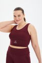 Kadın Bordo Fitness-Antrenman Spor Fashion Crop Top Toparlayıcı Bra Sporcu Sütyeni Büstiyer | 0604 - 8