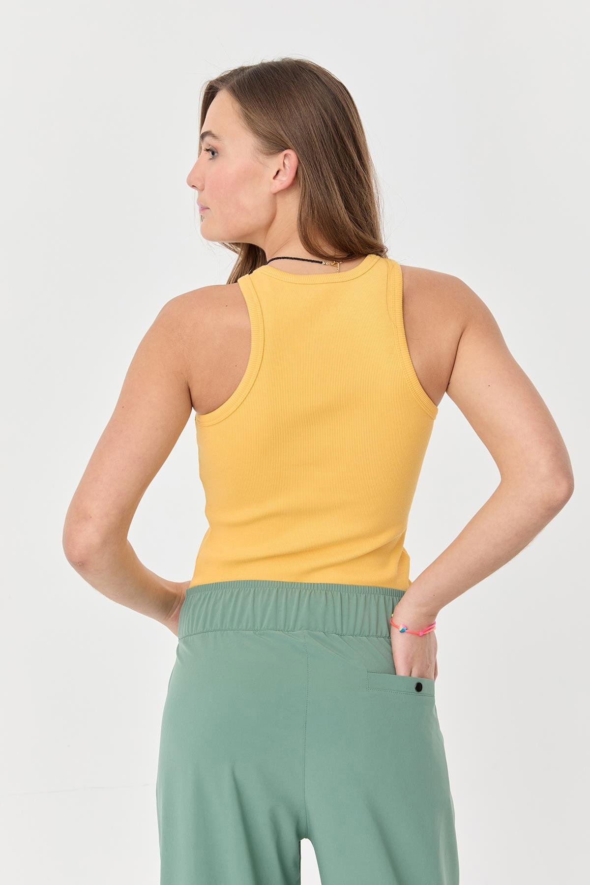Kadın Koyu Sarı Pamuklu Esnek Dört Mevsim Fitness Sporcu Atleti | 0147 - BİLCEE (1)