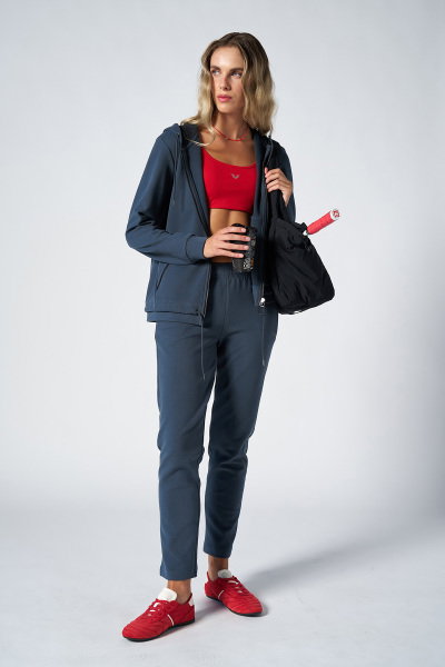 Kadın Füme Fashion Yumuşak Dokulu Fırçalı Kapüşonlu Eşofman Takım 4037 