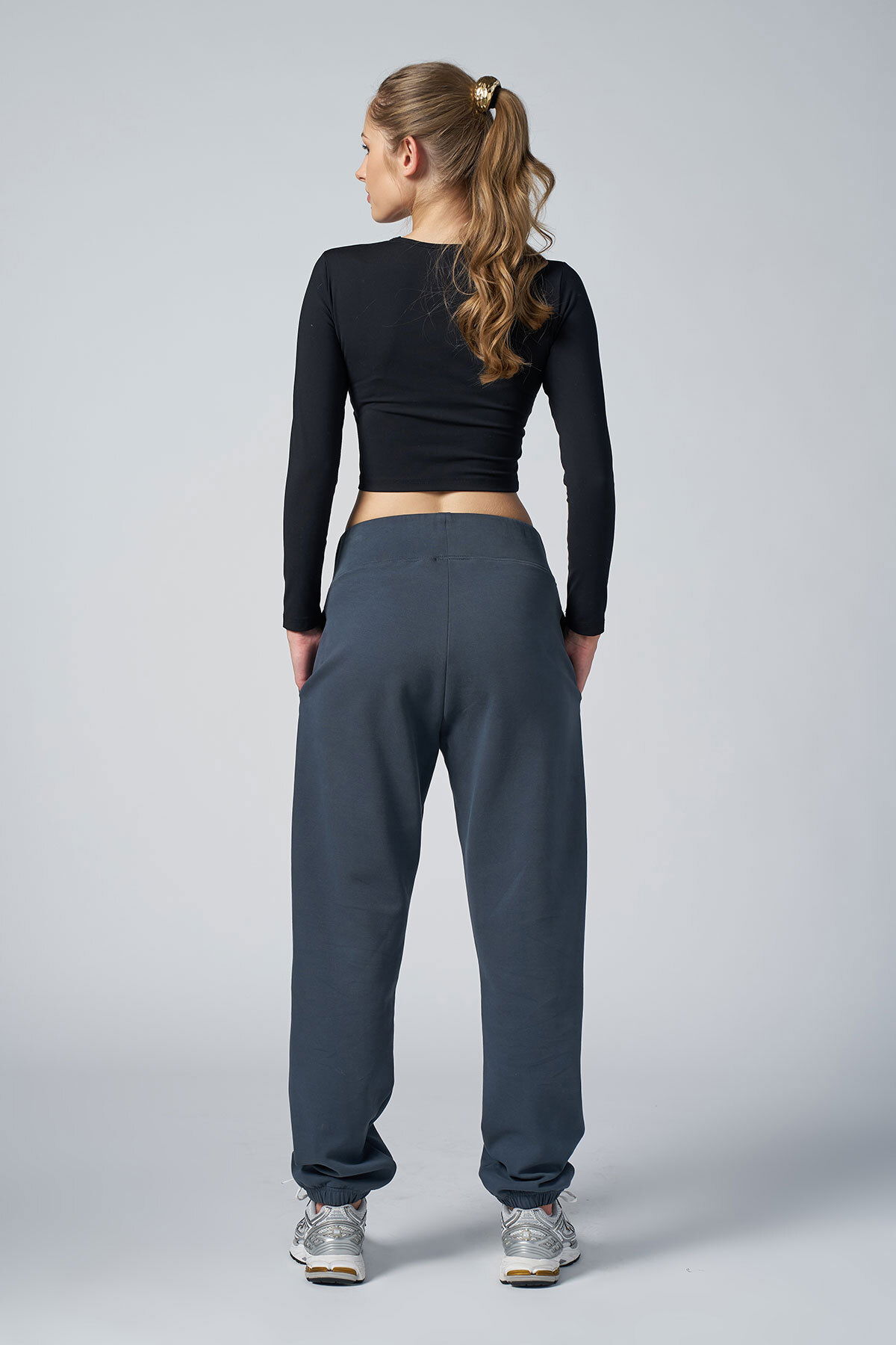 Kadın Füme Kadın Fırçalı Yumuşak Dokulu Lastikli Paça Yüksek Belli Eşofman Altı |4784 - BİLCEE (1)