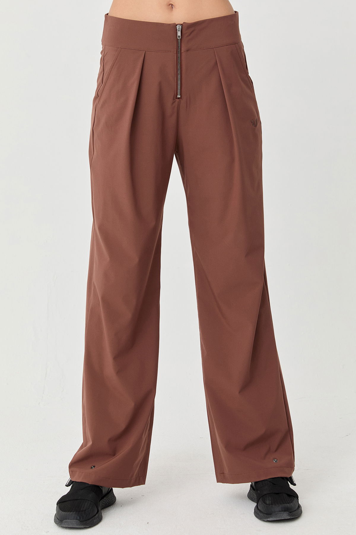 Kadın Toprak İnce Likralı Fermuarlı Bol Paça Dokuma Hafif Pantolon | 0074 - BİLCEE (1)