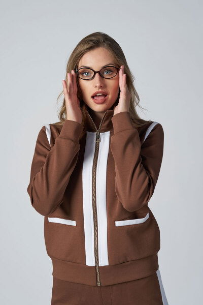  Kadın Kahverengi Fashıon Dik Yakalı Eşofman Takım |4562 