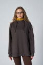  Kadın Kahverengi Fırçalı Yumuşak Dokulu Kapişonlu Uzun Boy Owersize Sweatshırt |4785 - 2