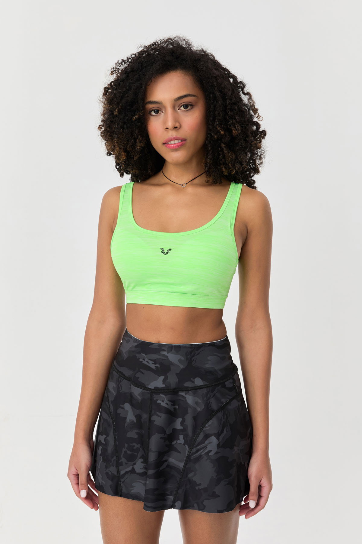 Kadın Neon Yeşil Melanj Kaplı İpeksi Dokunuşlu Polyamid Sporcu Bra | 9717 - BİLCEE