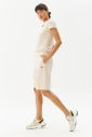 Kadın Krem Baskı Detaylı %100 Pamuk Cepli Kısa Günlük Ve Spor Kapri Şort 0103 - 5