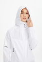 Kadın Beyaz Kapüşonlu Dokuma Antrenman Ceket 0724 - 2