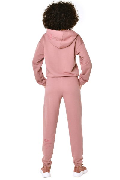 Pembe Kadın Kapüşonlu Spor Alt Üst Eşofman Takımı 8404