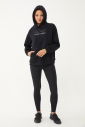 Kadın Siyah Sim Baskılı Kanguru Cepli Kapüşonlu İçi Şardonlu Sweatshirt 1602 - 7