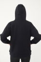 Kadın Siyah Sim Baskılı Kanguru Cepli Kapüşonlu İçi Şardonlu Sweatshirt 1602 - 4