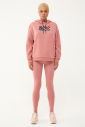 Kadın Pudra Baskılı Kanguru Cepli Kapüşonlu Sim Baskılı Sweatshirt | 1602 - 5