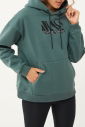 Kadın Yeşil Kapüşonlu Sim Baskılı İçi Şardonlu Sweatshirt 1602 - 3