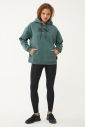 Kadın Yeşil Kapüşonlu Sim Baskılı İçi Şardonlu Sweatshirt 1602 - 9
