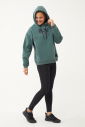 Kadın Yeşil Kapüşonlu Sim Baskılı İçi Şardonlu Sweatshirt 1602 - 7
