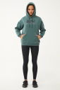 Kadın Yeşil Kapüşonlu Sim Baskılı İçi Şardonlu Sweatshirt 1602 - 4
