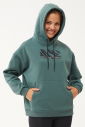 Kadın Yeşil Kapüşonlu Sim Baskılı İçi Şardonlu Sweatshirt 1602 - 6