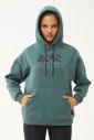 Kadın Yeşil Kapüşonlu Sim Baskılı İçi Şardonlu Sweatshirt 1602 - 5