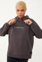 Kadın Kahverengi Sim Baskılı Kanguru Cepli Kapüşonlu İçi Şardonlu Sweatshirt 1602 - 2