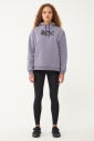 Kadın Açık Granit Baskılı Kanguru Cepli Kapüşonlu Sim Baskılı Sweatshirt | 1602 - 4