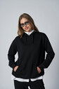 Siyah Kadın Kapüşonlu Kanguru Cepli Pamuklu Spor Düz Sweatshirt | 8785 - 4