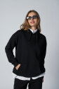 Siyah Kadın Kapüşonlu Kanguru Cepli Pamuklu Spor Düz Sweatshirt | 8785 - 1