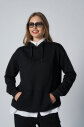 Siyah Kadın Kapüşonlu Kanguru Cepli Pamuklu Spor Düz Sweatshirt | 8785 - 10