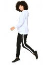 Beyaz Kadın Kapüşonlu Kanguru Cepli Pamuklu Spor Düz Sweatshirt | 8785 - 4