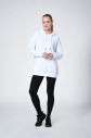 Beyaz Kadın Kapüşonlu Kanguru Cepli Pamuklu Spor Düz Sweatshirt | 8785 - 1