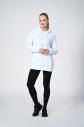 Beyaz Kadın Kapüşonlu Kanguru Cepli Pamuklu Spor Düz Sweatshirt | 8785 - 1