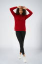 Kırmızı Kadın Kapüşonlu Kanguru Cepli Pamuklu Spor Düz Sweatshirt | 8785 - 4