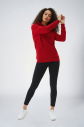 Kırmızı Kadın Kapüşonlu Kanguru Cepli Pamuklu Spor Düz Sweatshirt | 8785 - 3