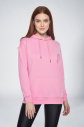 Pembe Kadın Kapüşonlu Kanguru Cepli Pamuklu Spor Düz Sweatshirt | 8785 - 1