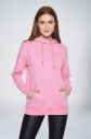 Pembe Kadın Kapüşonlu Kanguru Cepli Pamuklu Spor Düz Sweatshirt | 8785 - 3