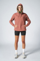 Pudra Pembe Kadın Kapüşonlu Kanguru Cepli Pamuklu Spor Düz Sweatshirt | 8785 - 2