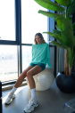 Yeşil Kadın Kapüşonlu Kanguru Cepli Pamuklu Spor Düz Sweatshirt | 8785 - 5