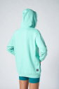 Su Yeşili Kadın Kapüşonlu Kanguru Cepli Pamuklu Spor Düz Sweatshirt | 8785 - 3