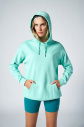 Su Yeşili Kadın Kapüşonlu Kanguru Cepli Pamuklu Spor Düz Sweatshirt | 8785 - 8