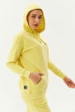 Kadın Sarı Kapüşonlu Kanguru Cepli Pamuklu Spor Düz Sweatshirt 8785 - 4
